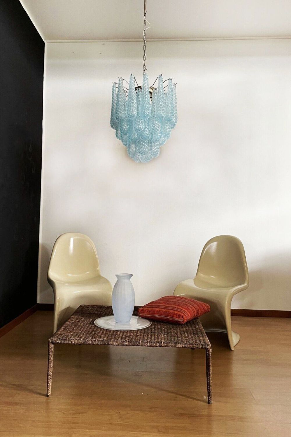 Vintage Italian Blue Murano Teardrop Chandelier