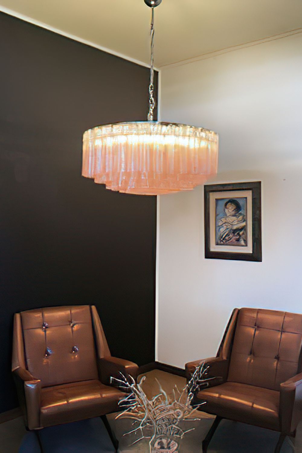 Pink Murano Glass Tube Chandelier