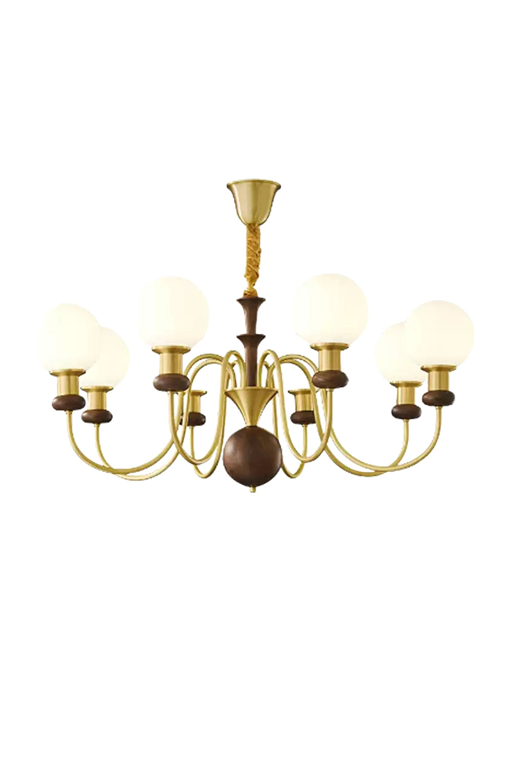 Vintage Walnut Wood Globe Chandelier