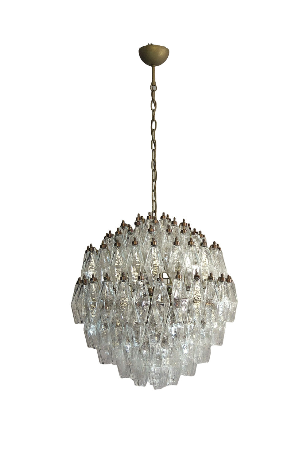 spherical Clear Murano Polyhedron Glass Chandelier