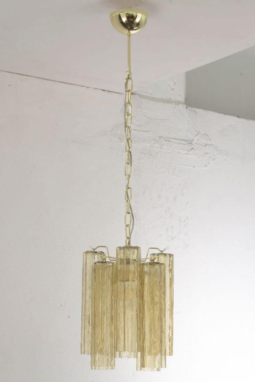 Italian Amber Murano Tronchi Glass Pendant Light
