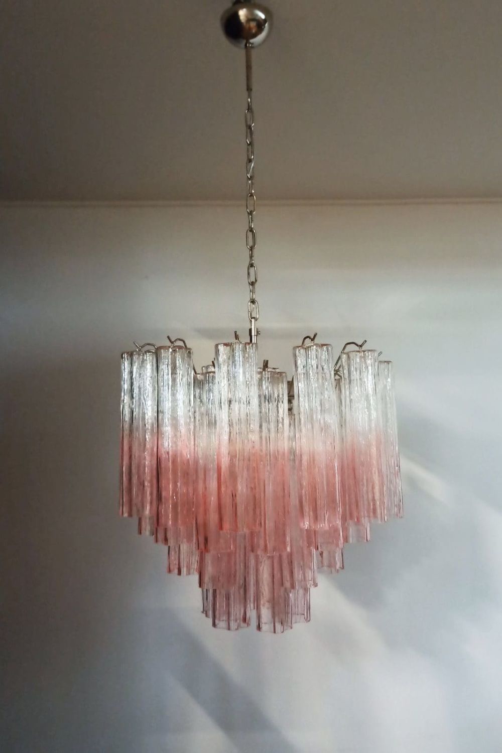 Pink Gradient Murano Glass Tube Chandelier