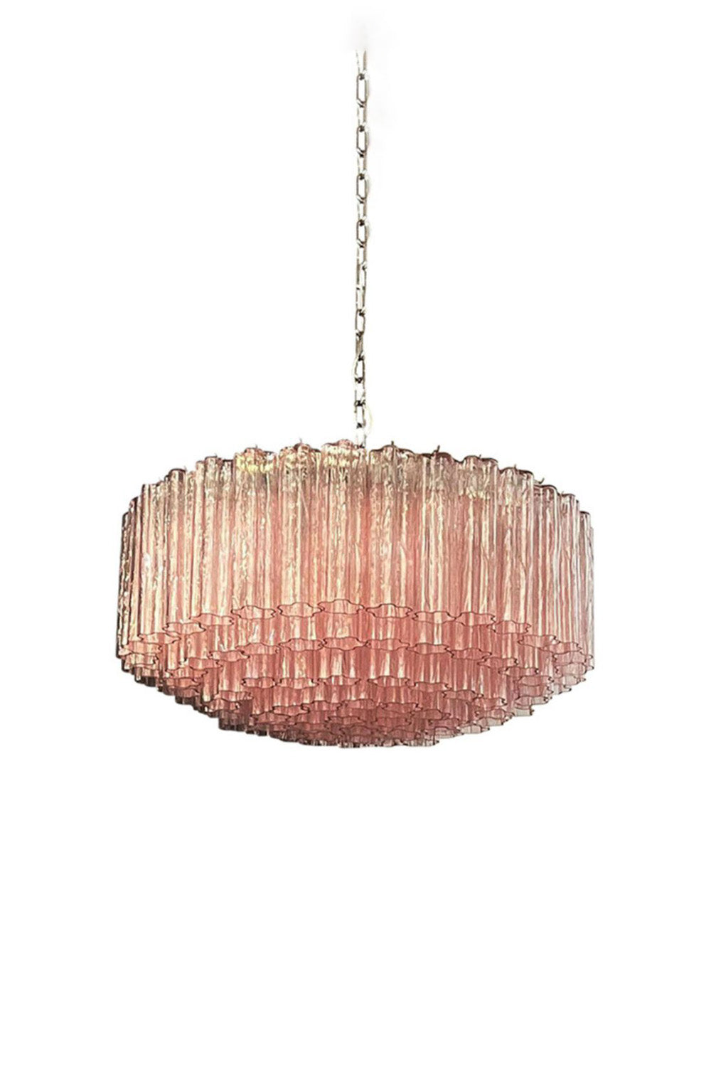 Pink Murano Glass Tube Chandelier