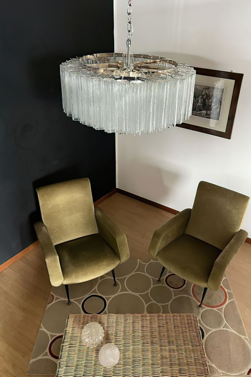 Handcrafted Murano Crystal Tube Ceiling Light