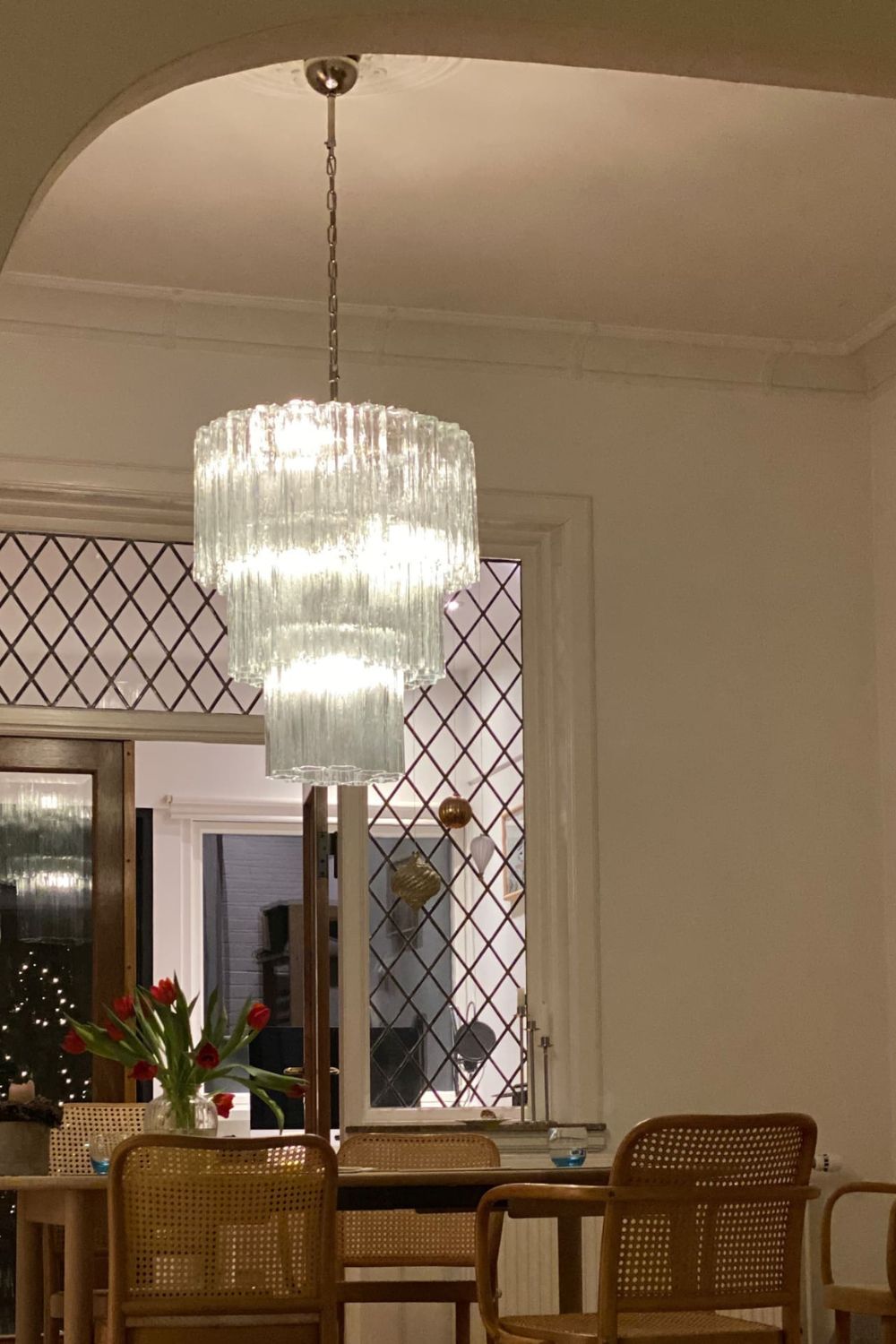 52-Tube Clear Murano Glass Chandelier