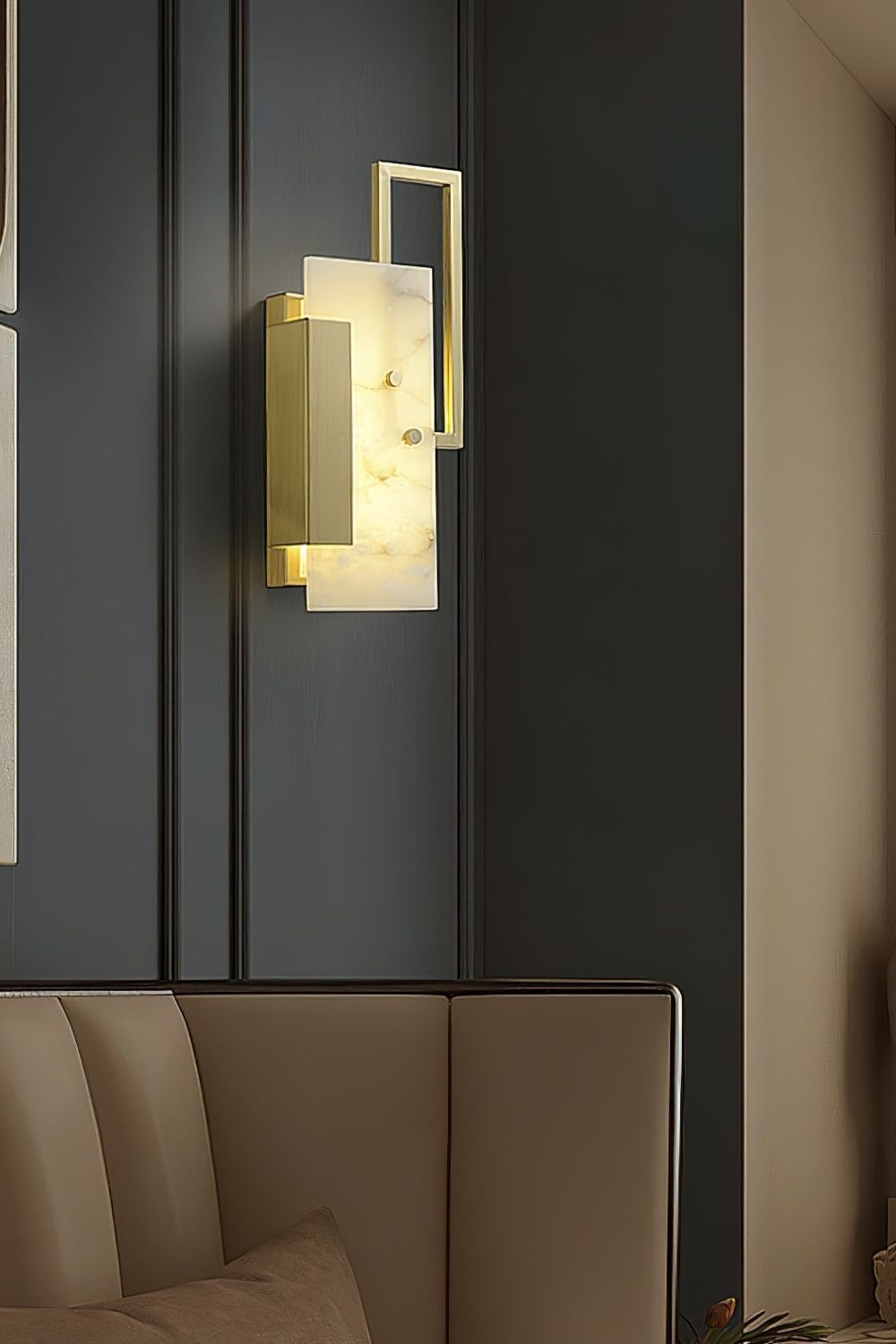 Alabaster Brass Wall Sconce