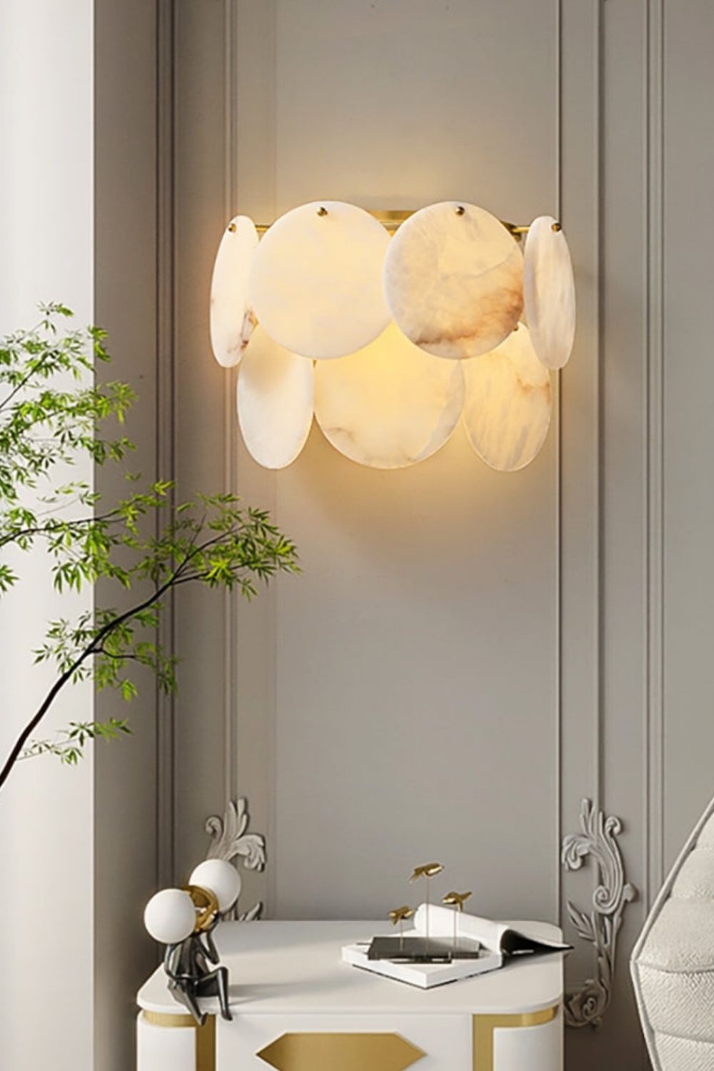 Alabaster Double Layer Round Wall Lamp