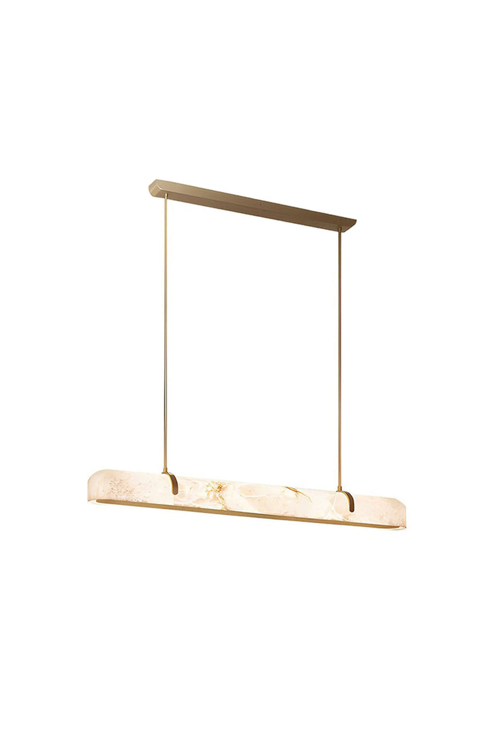Alabaster Linear Brass Chandelier