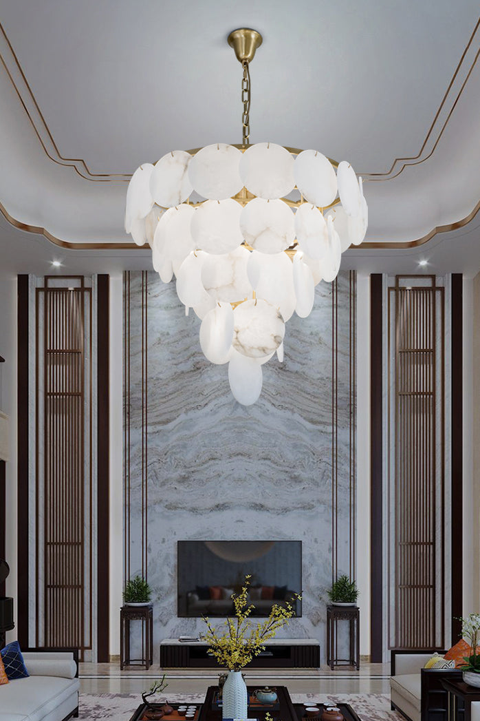 Alabaster Magnolia Multi-Tiered Round Chandelier - SamuLighting