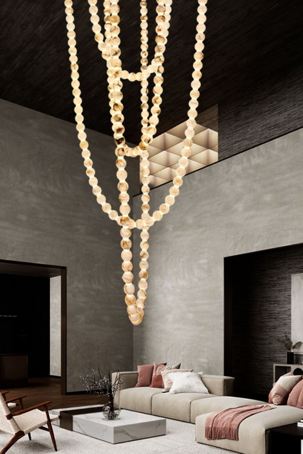 Alabaster Pearl Necklace Chandelier