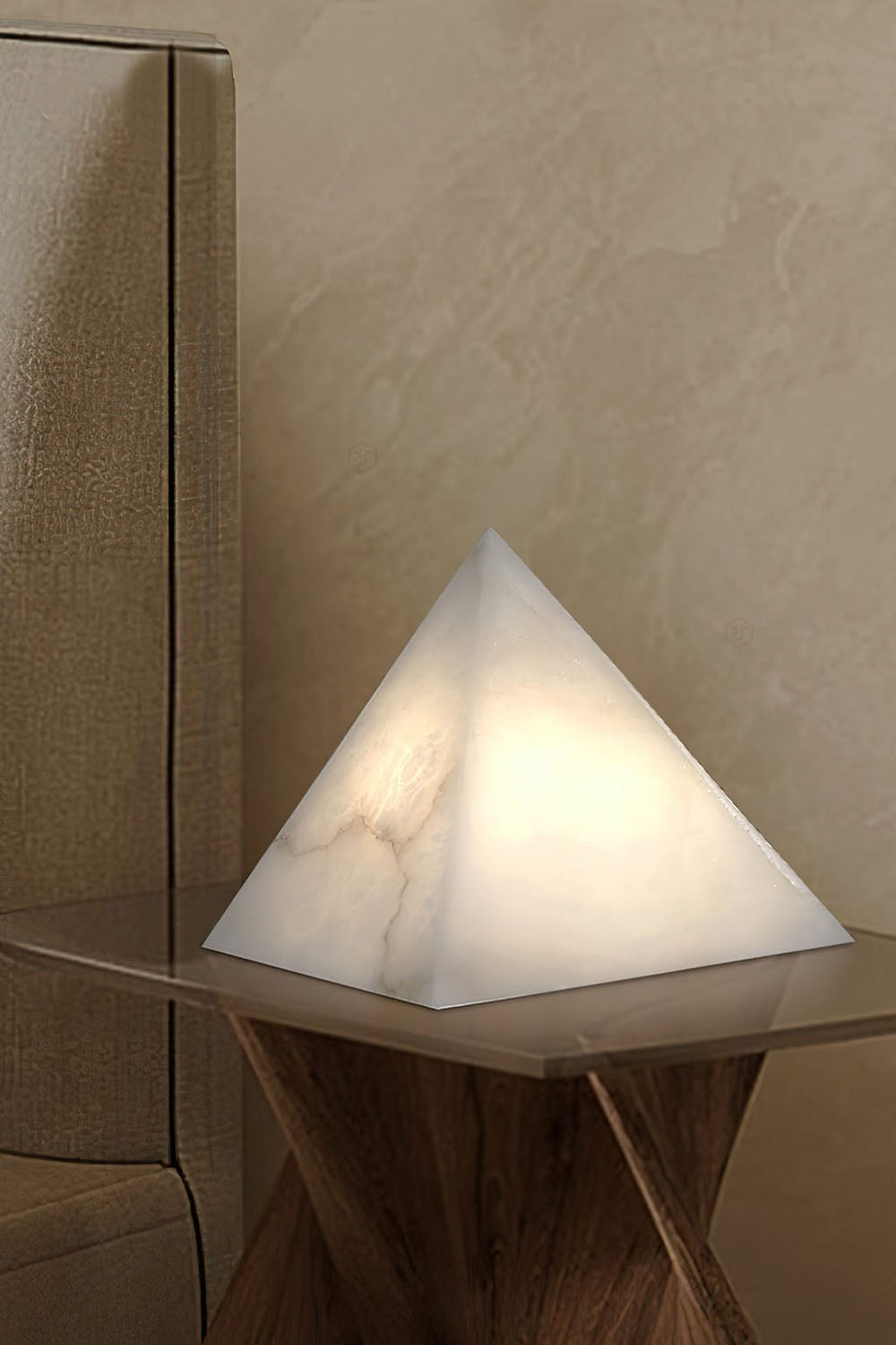 Alabaster Pyramid Table Lamp