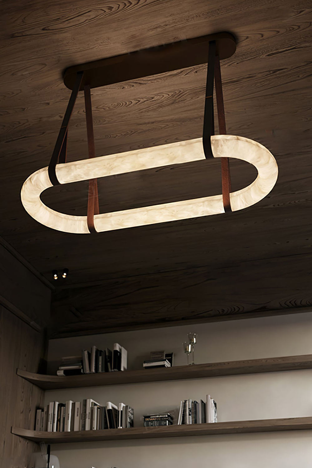 Alabaster Round Leather Chandelier