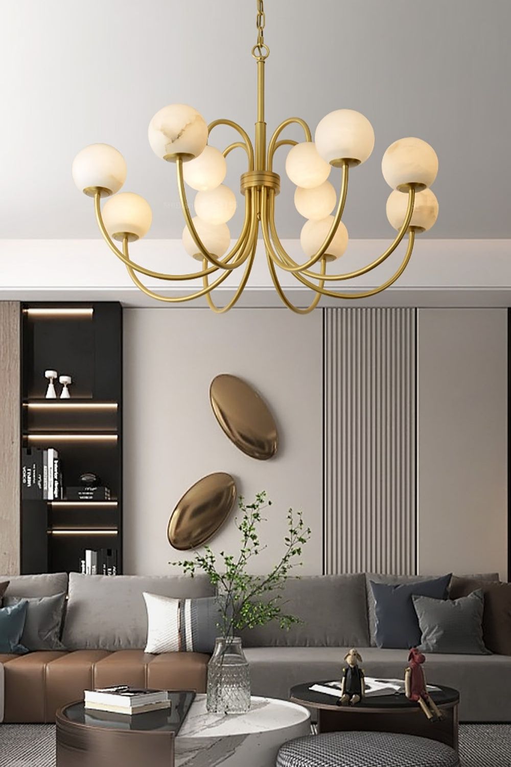Alabaster Spherical Radial Chandelier