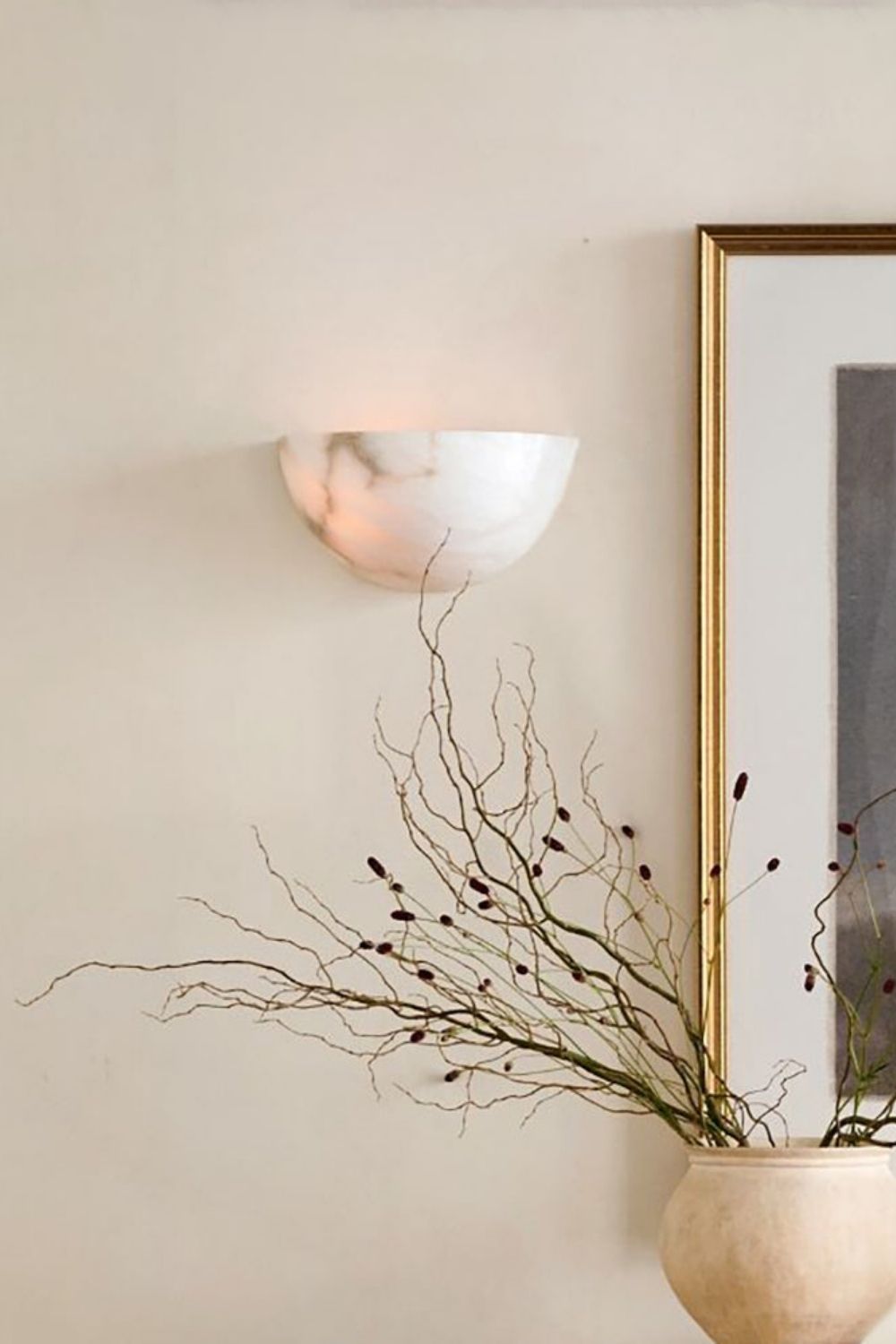 Alabaster Windham Half Bowl Wall Sconce