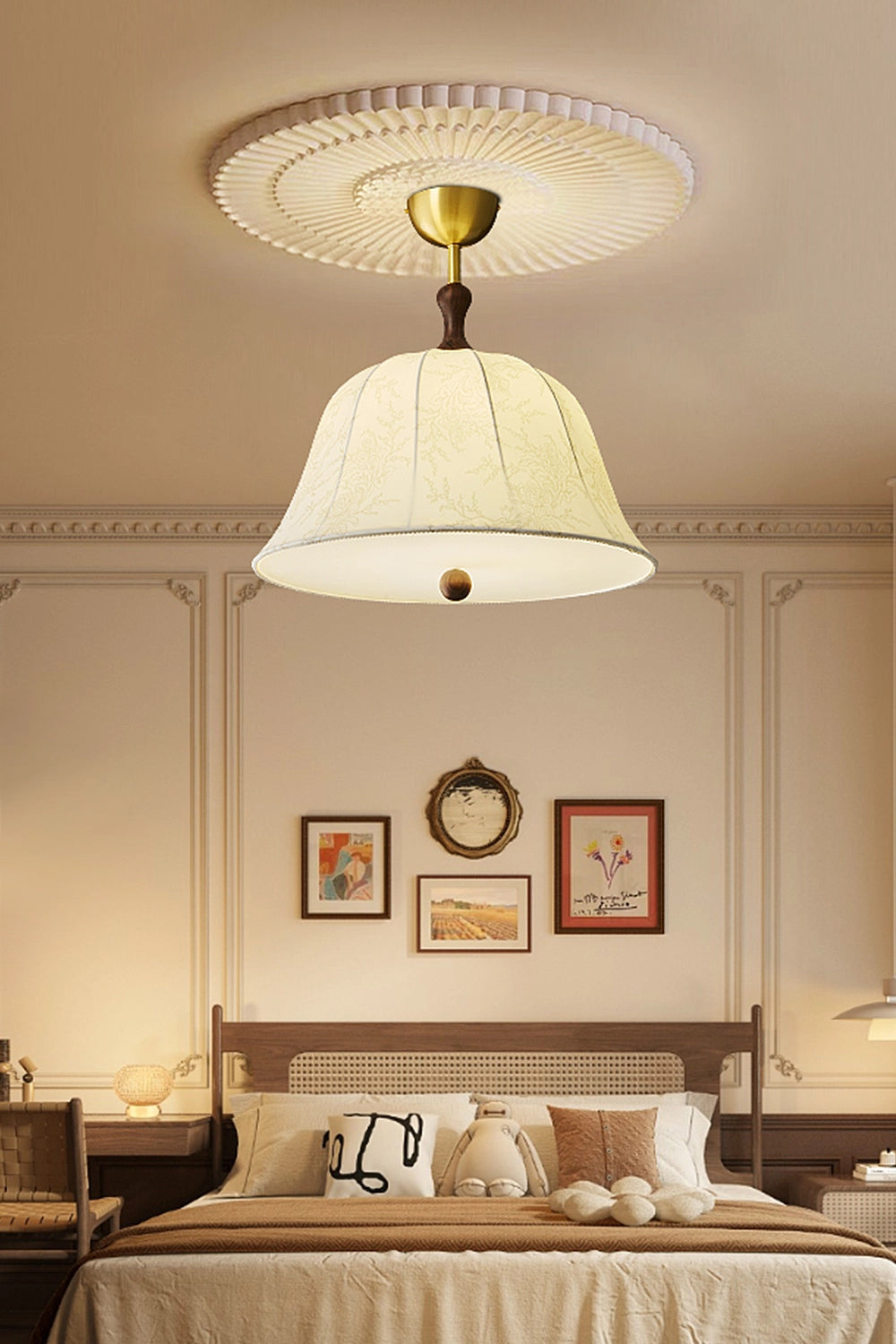 Fabric Brass Pendant Lamp