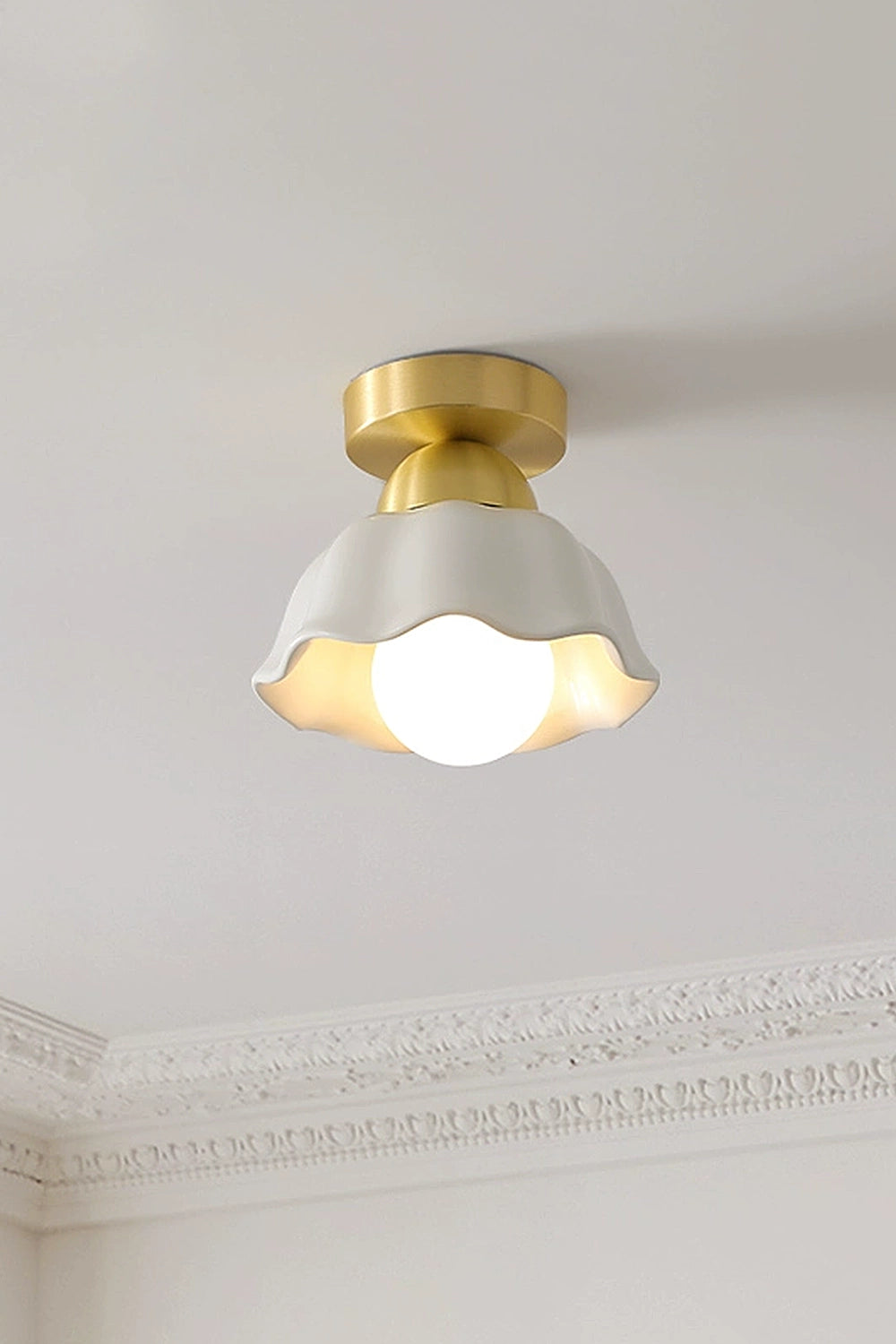 Flower Ceramic Brass Ceiling Light