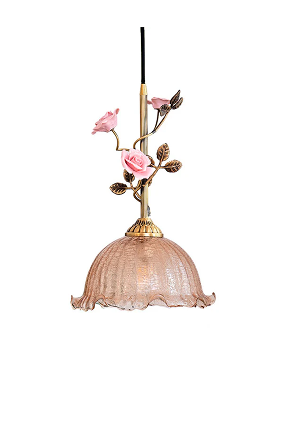 French Retro Glass Rose Chandelier