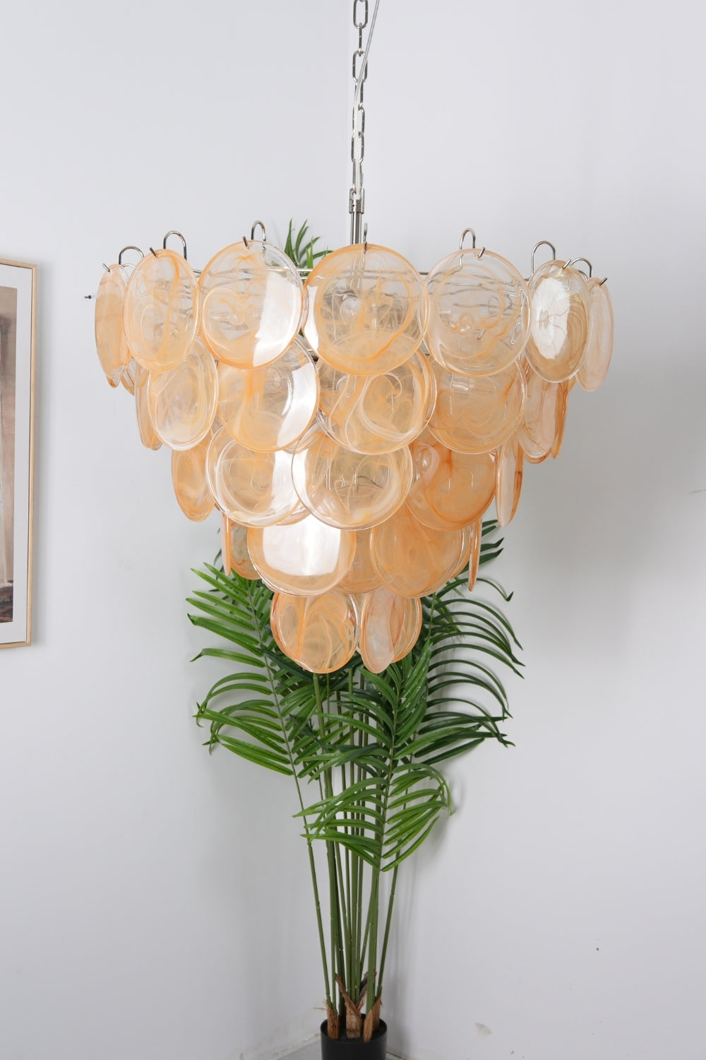 Gold Glass High Quality Murano Iridescent Chandelier