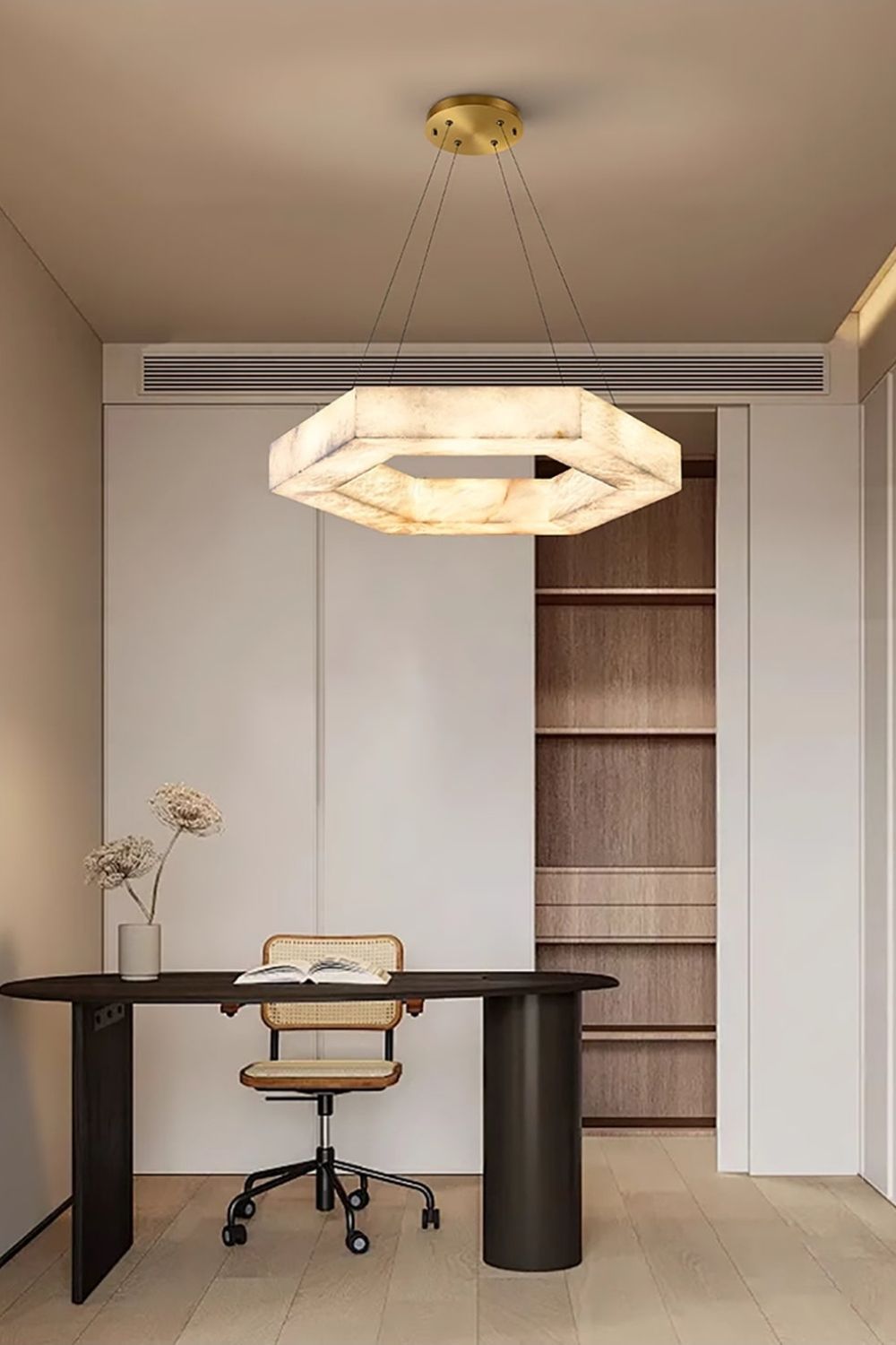 Hexagonal Alabaster Chandelier