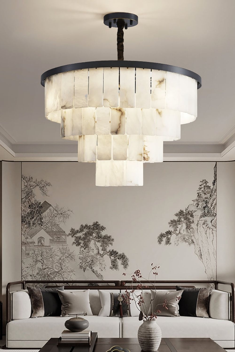 Luxurious Cascading Snow Plaster Chandelier