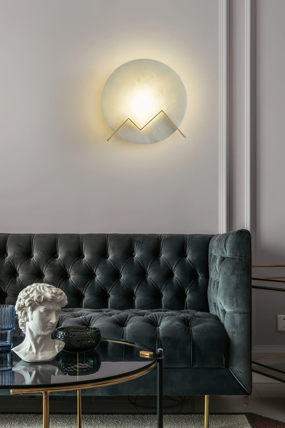 Round M Letter Alabaster Wall Lamp