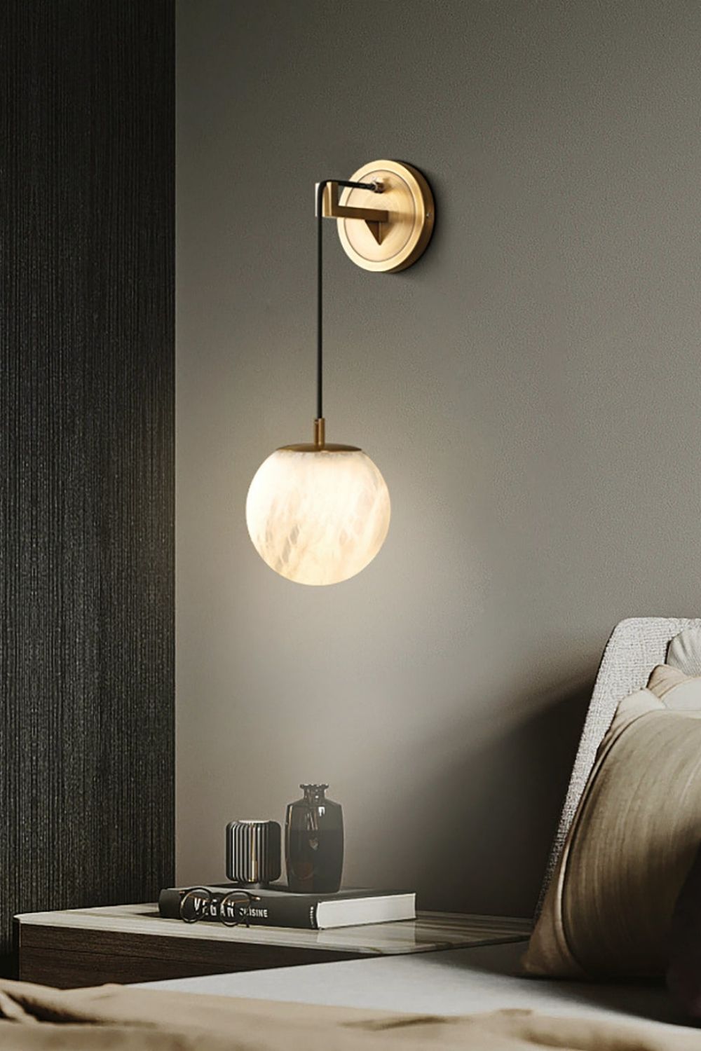 Minimalist Spherical Alabaster Wall Lamp