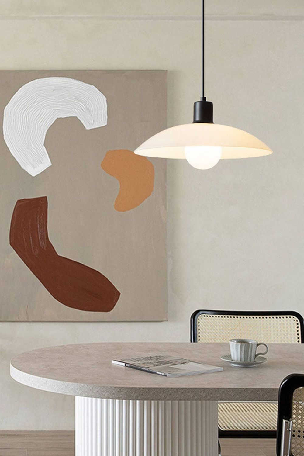 Minimalist White Disc Glass Pendant Light