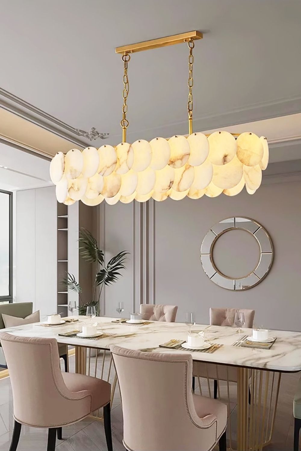 Modern Luxury Round Alabaste Chandelier
