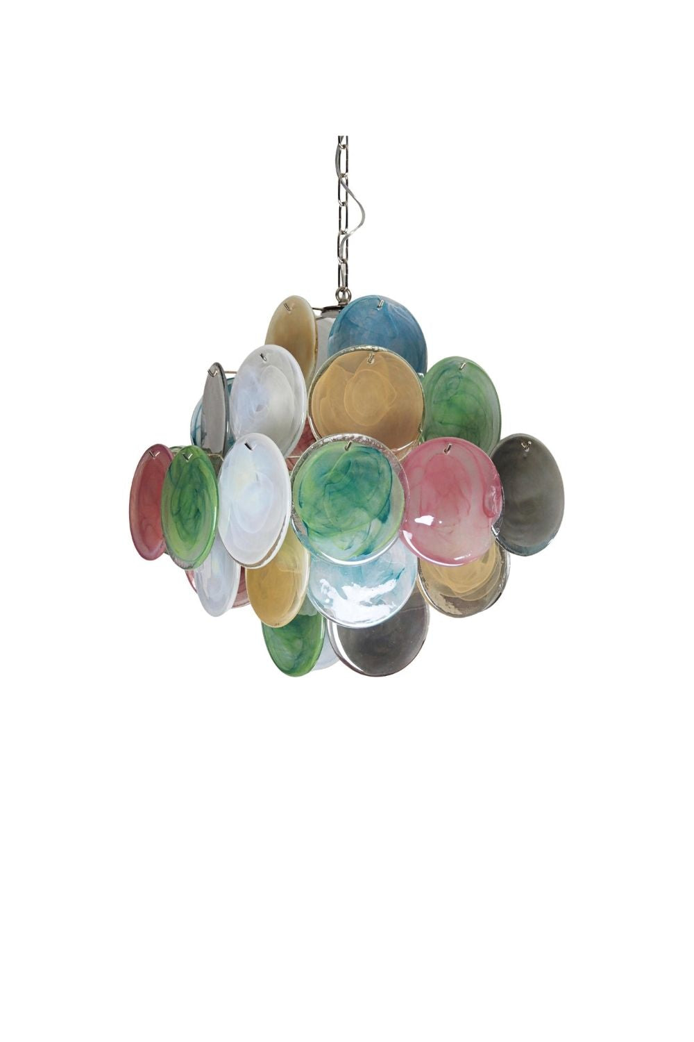 Vintage Murano Colorful Glass Disks Chandelier