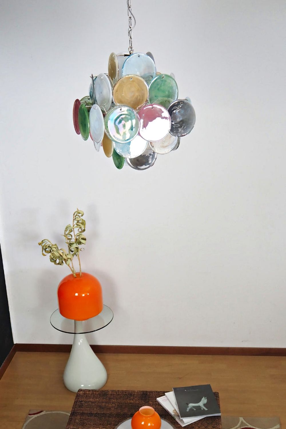 Vintage Murano Colorful Glass Disks Chandelier