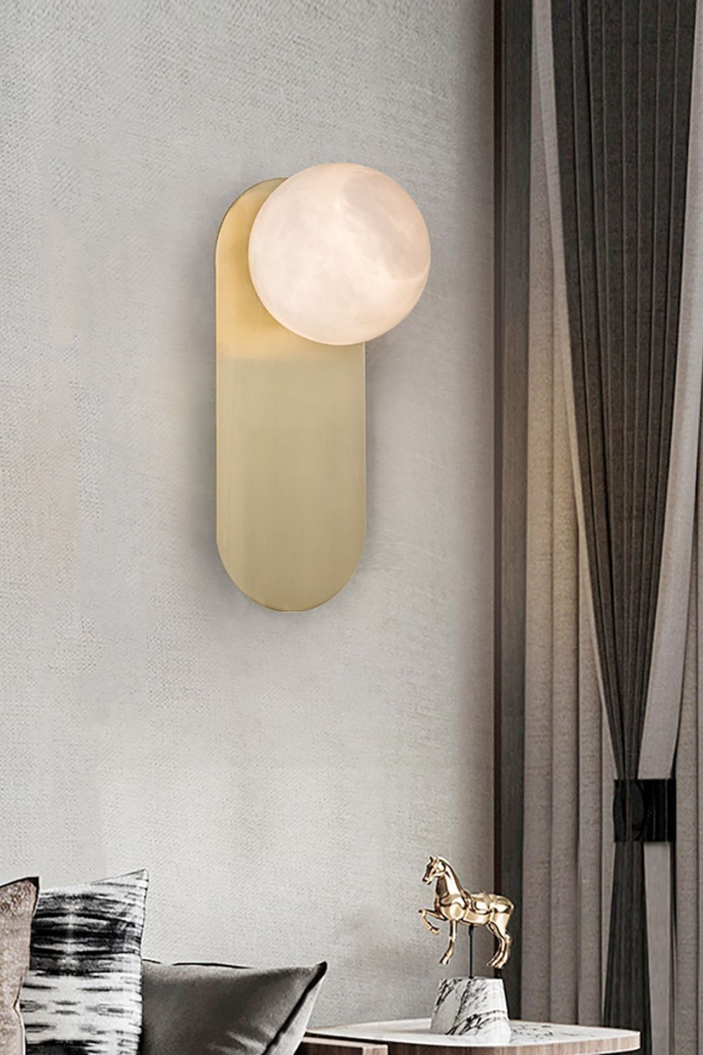 Oval Alabaster Spherical Wall Light
