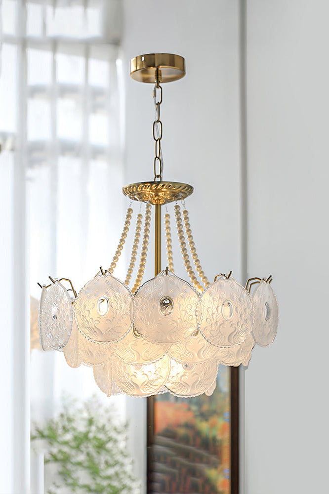 Pertid Glass Gold Chandelier