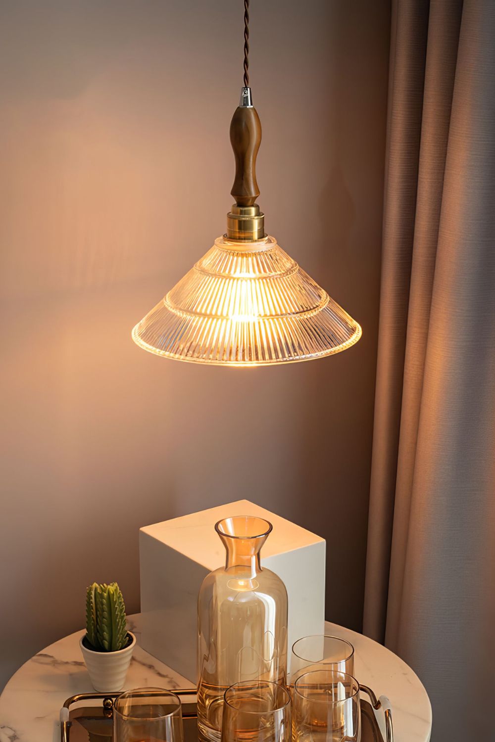 Retro Cone Shape Boston Bowl Pendant Light
