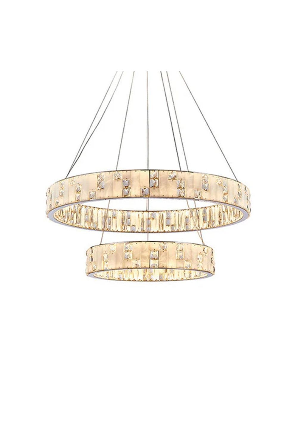 Round Alabaster Crystal Chandelier