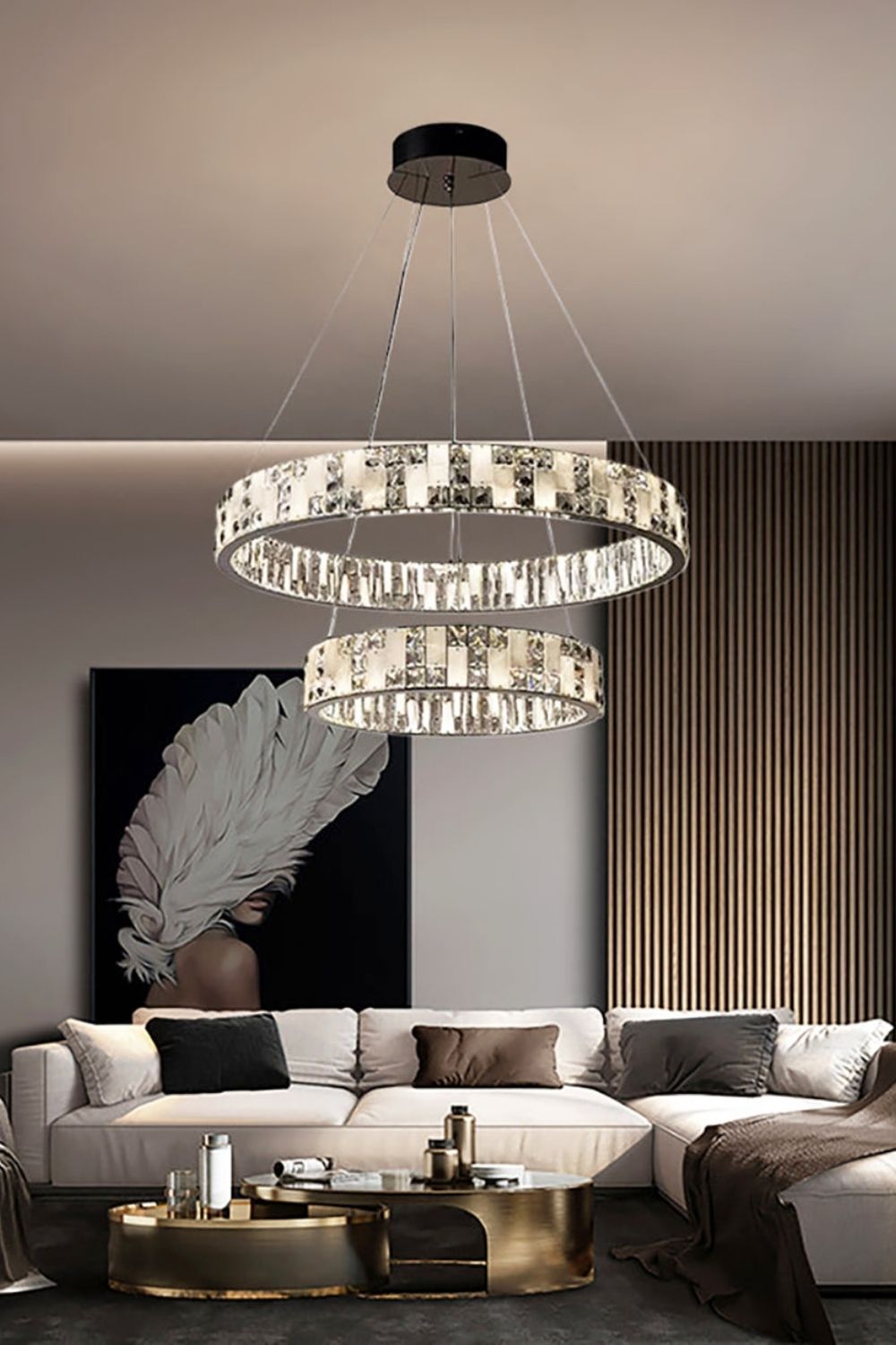 Round Alabaster Crystal Chandelier