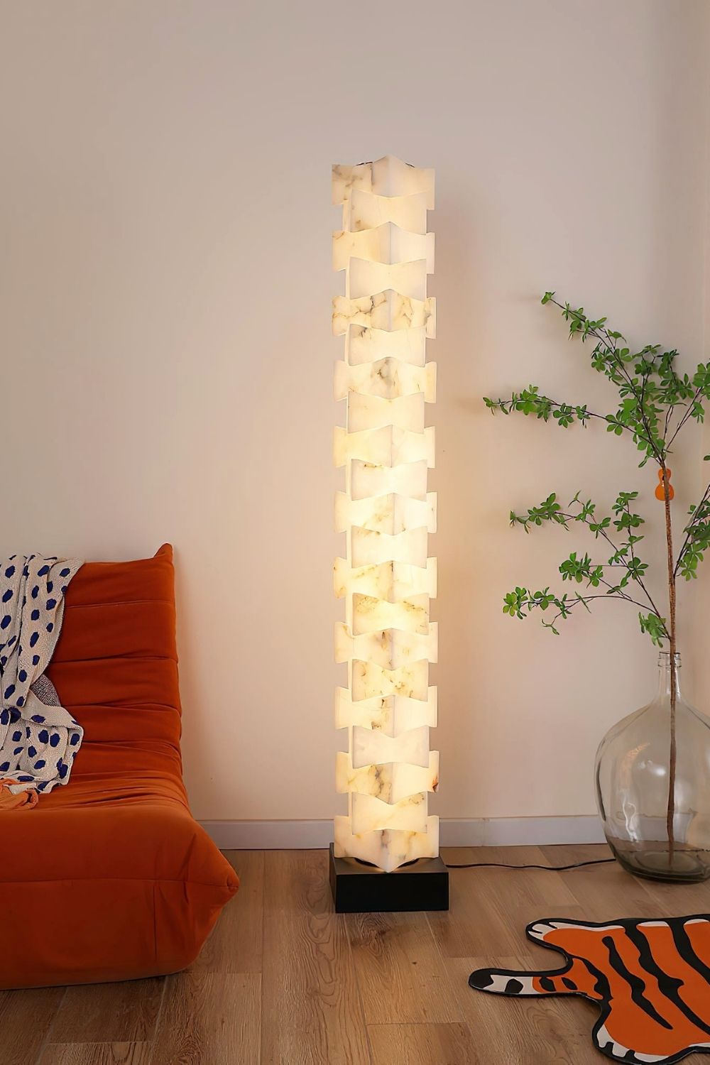 Stacked Alabaster Squares Floor Lamp