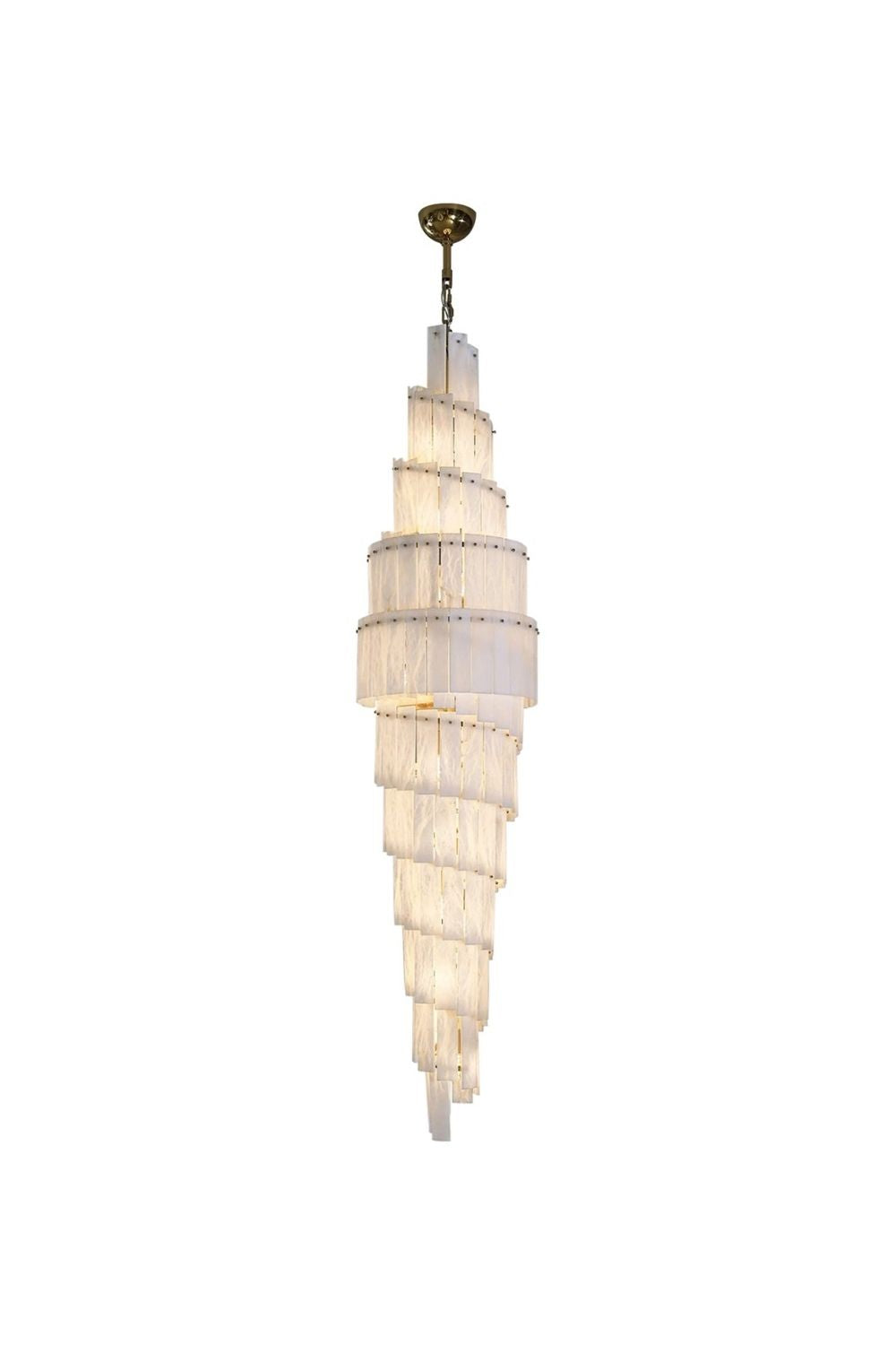 Tiered Rectangular Alabaster Chandelier