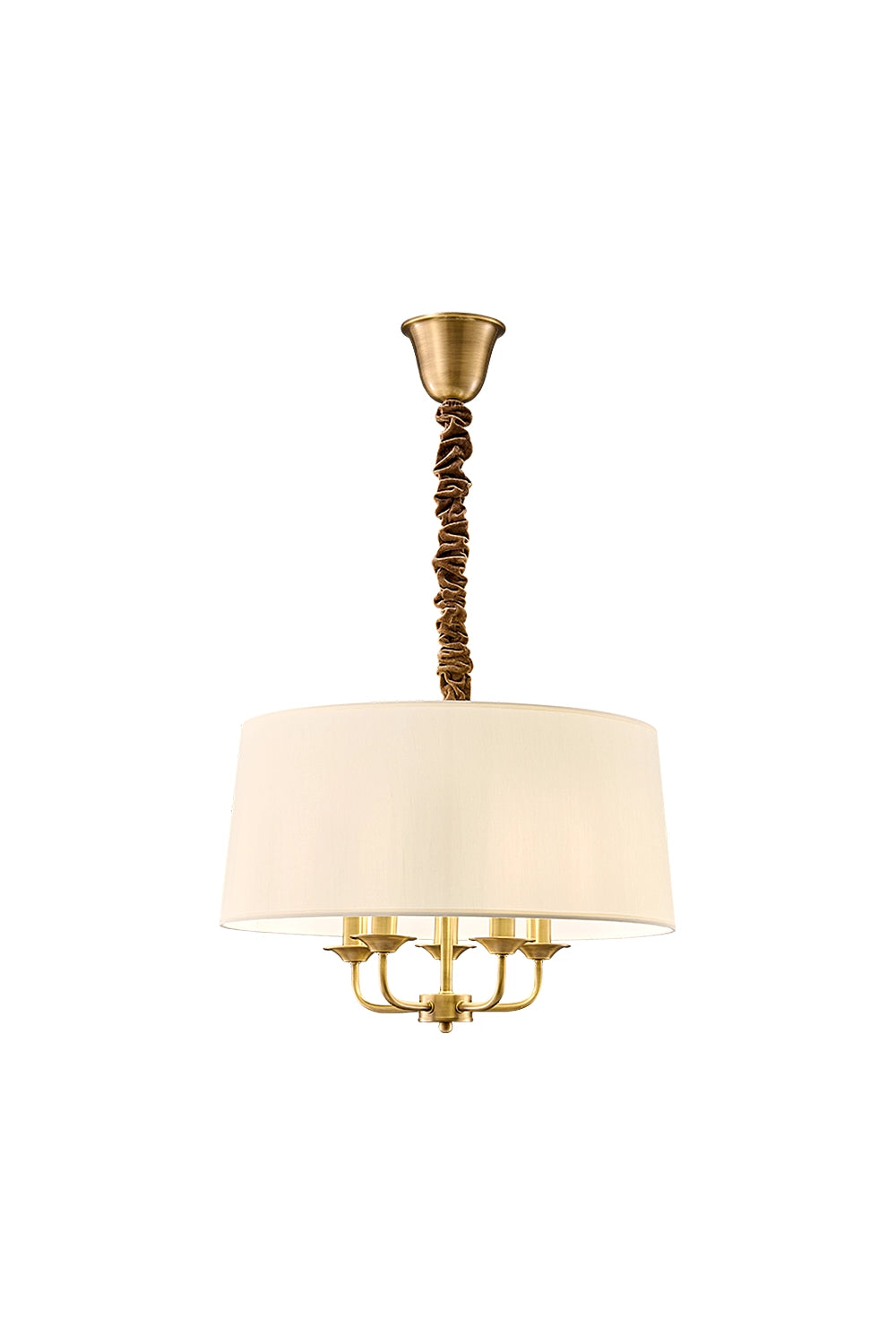 Vintage Brass Fabric Pendant Lamp