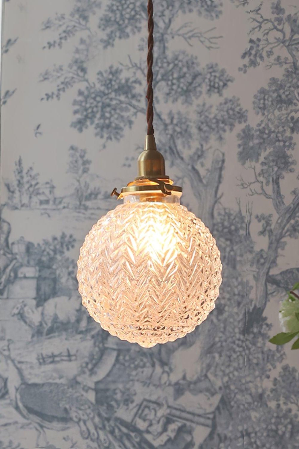 Vintage Glass Colonial Global Pendant Light