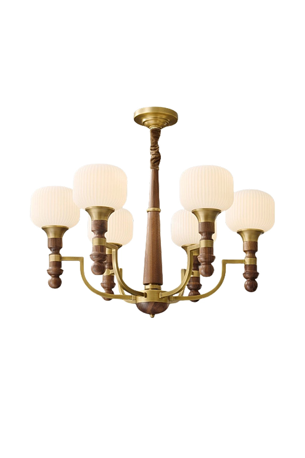 Vintage Glass Walnut Chandelier