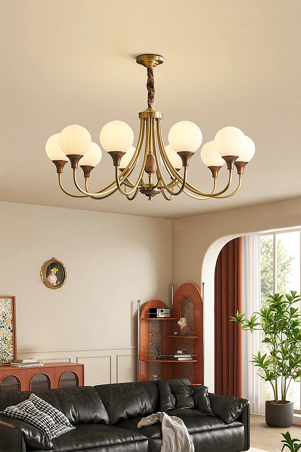 Vintage Globe Brass Chandelier
