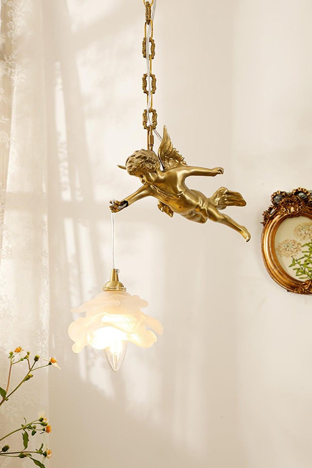 Vintage Golden Angel Pendant Light