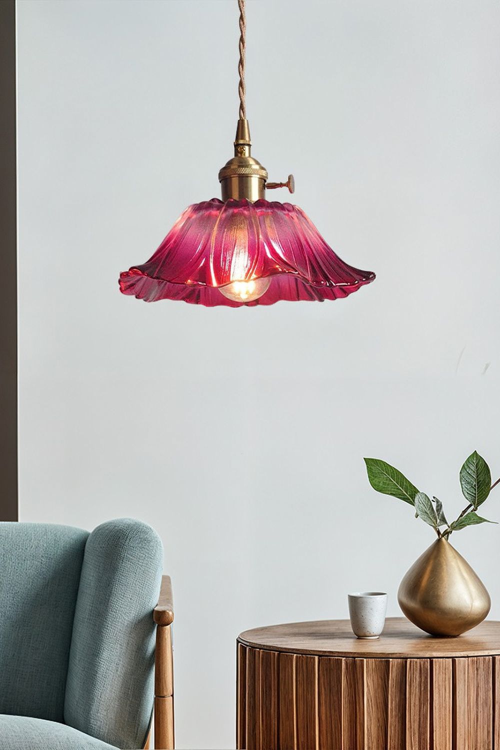 Vintage Lotus Blossom Glass Pendant Light
