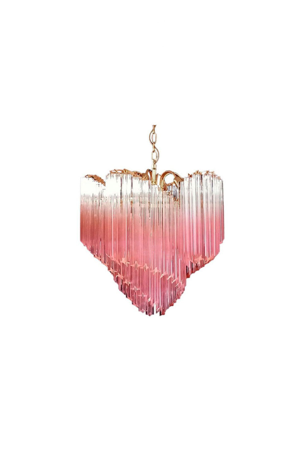Vintage Pink Murano Quadriedri Prism Chandelier