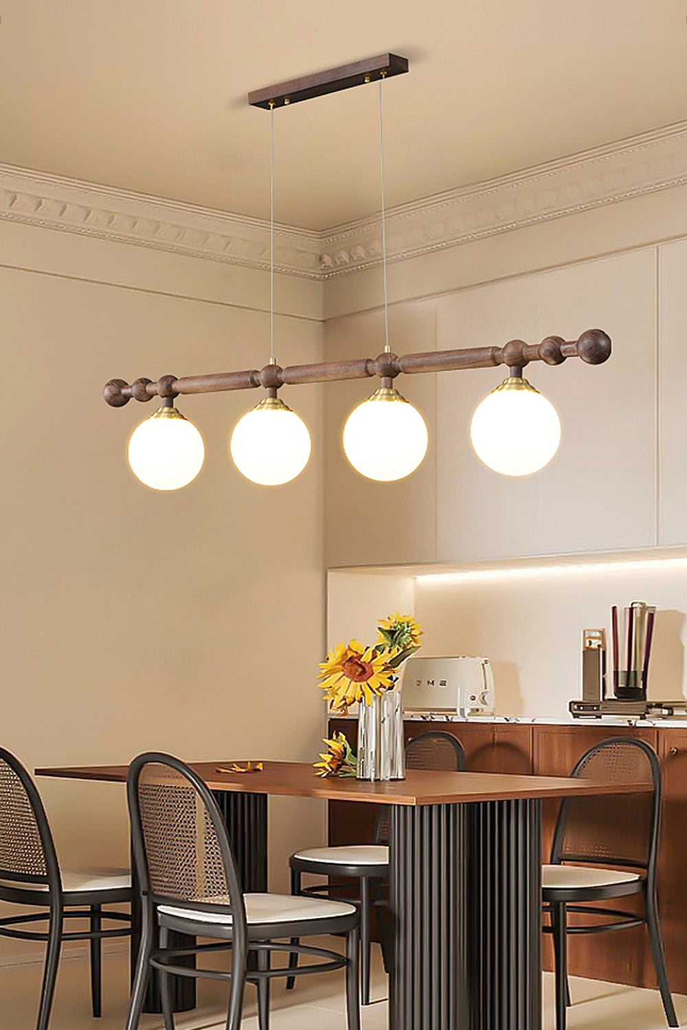 Vintage Walnut Dinging room Chandelier