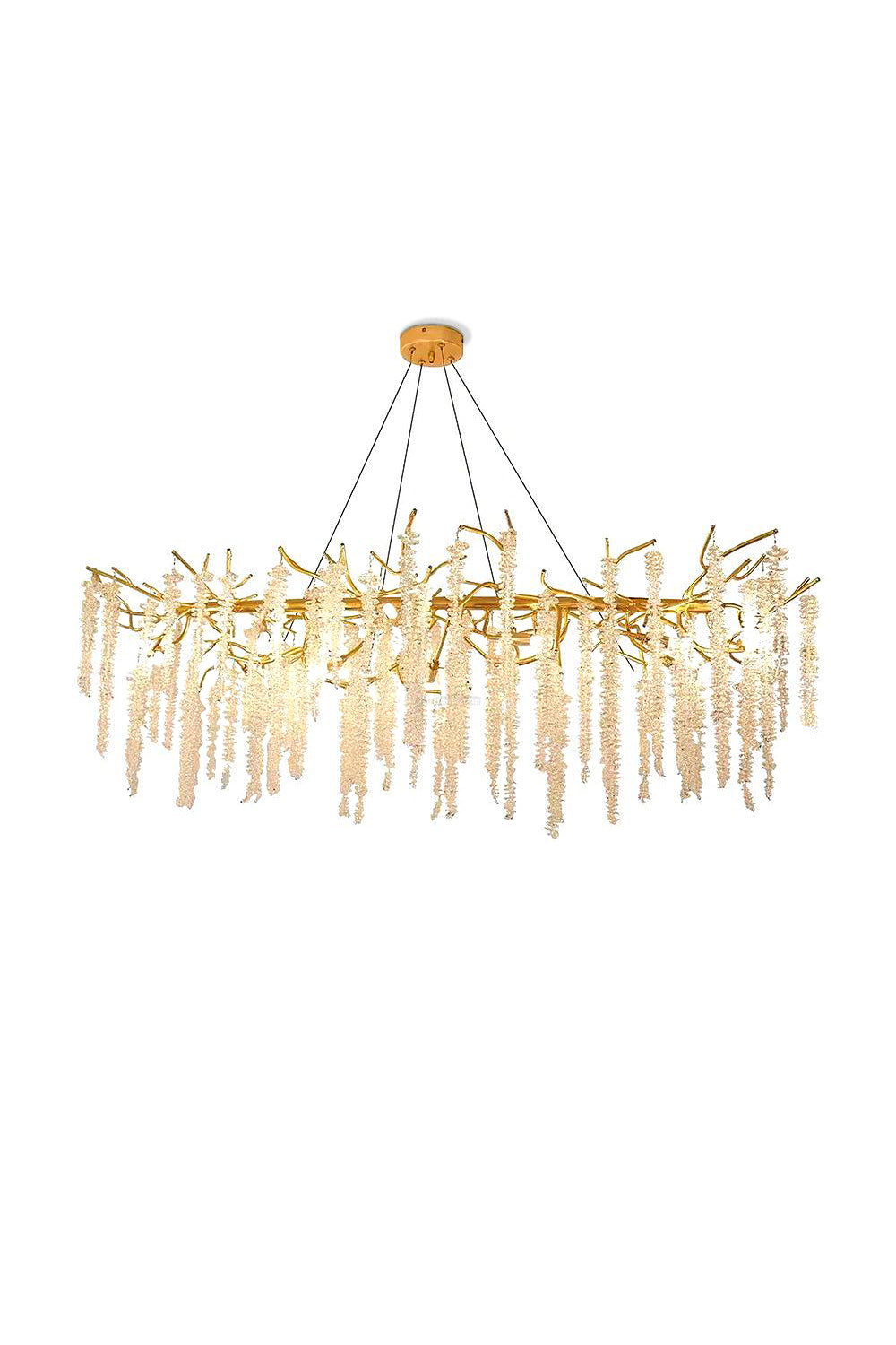 Wisteria Flower  Golden Branch Crystal Chandelier