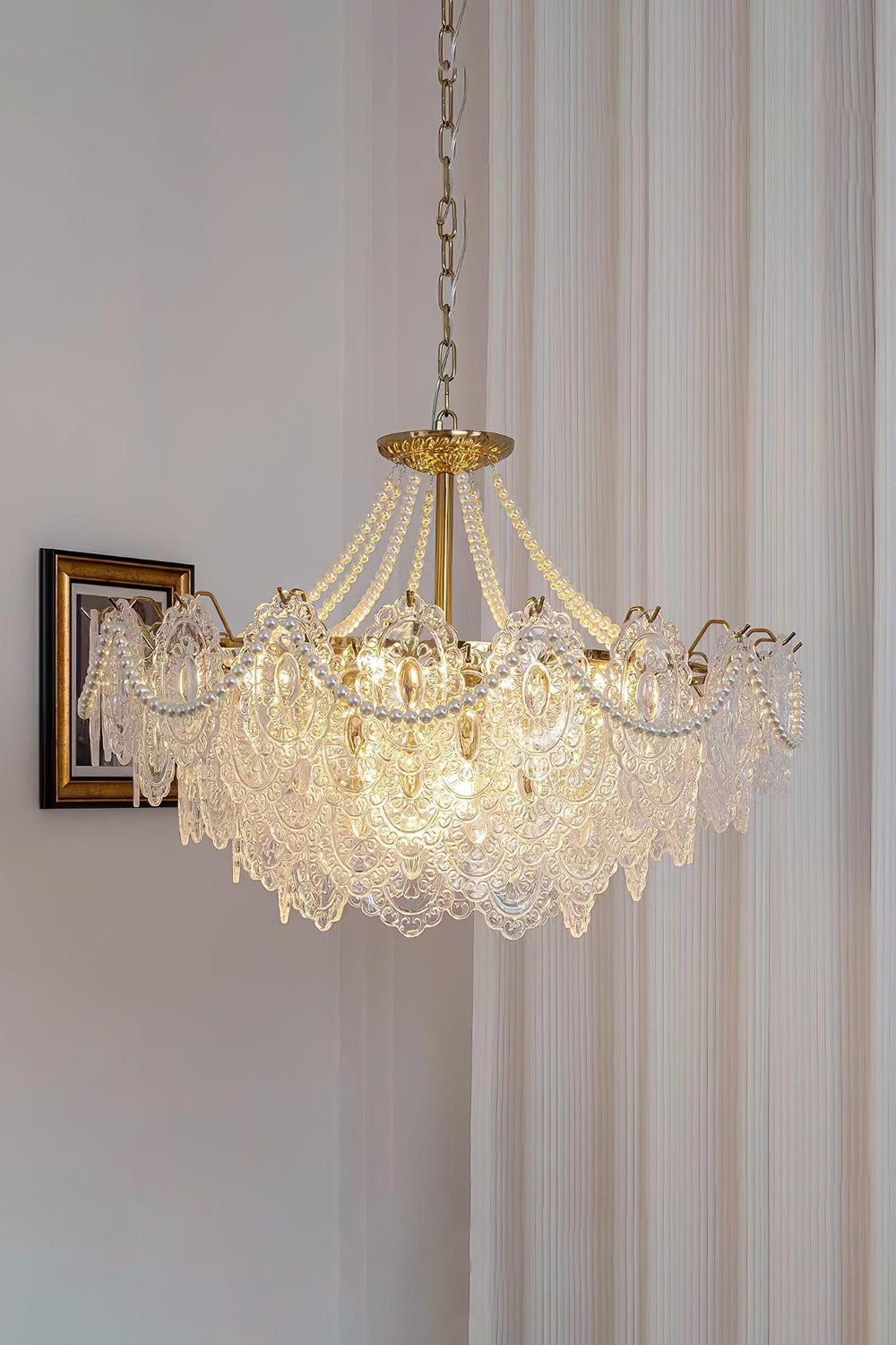 Embossed Pearls Glass Chandelier - SamuLighting