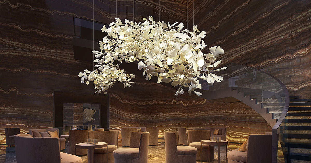 Ceramic Leaf Ginkgo Chandelier: Where Nature Meets Artful Illumination