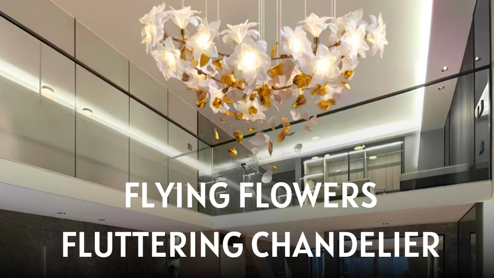 Cascading Elegance: The Graceful Illumination of the Flying Flowers Fluttering Chandelier in Expansive Living Spaces