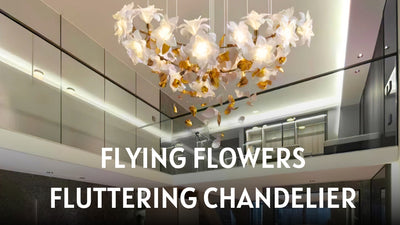 Cascading Elegance: The Graceful Illumination of the Flying Flowers Fluttering Chandelier in Expansive Living Spaces